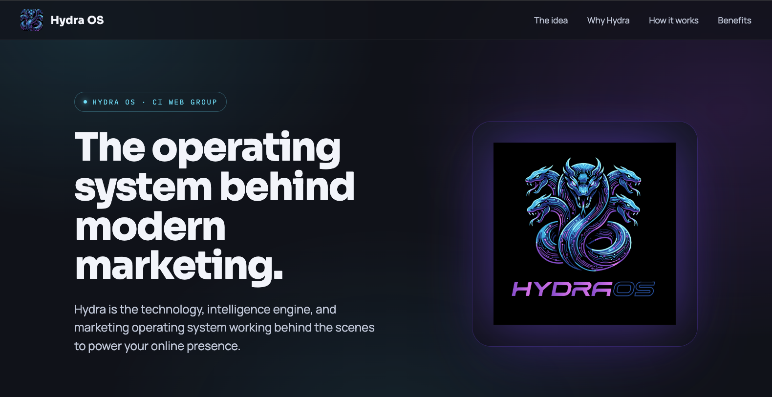 Hydra OS Landing Page