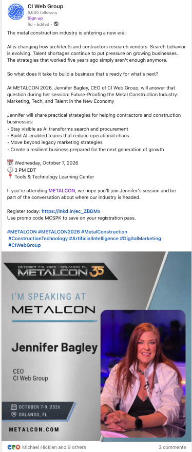 METALCON 2026 — Jennifer Bagley Speaker Announcement